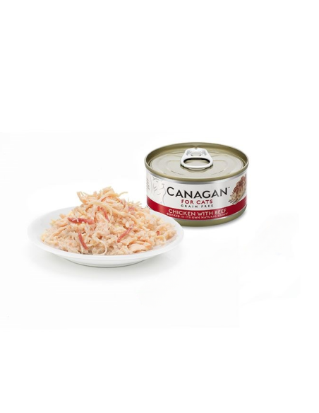 Canagan Lata para Gatos de Pollo con Ternera 12 x 75g: Comida Húmeda Natural y Sabrosa - CPA